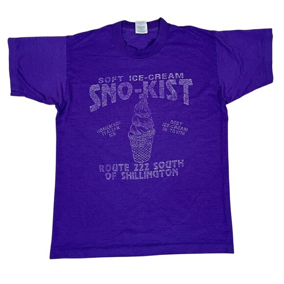 Vintage 90s Snow-Kist Soft Ice Cream Reading PA Purple T-Shirt Size Medium - Picture 1 of 4